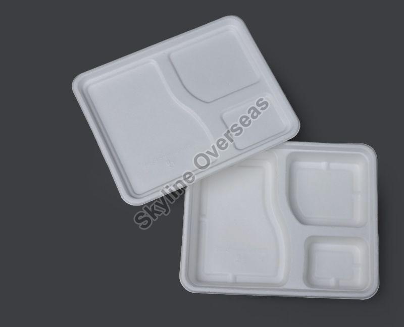 3 Compartment Bagasse Meal Tray With Lid