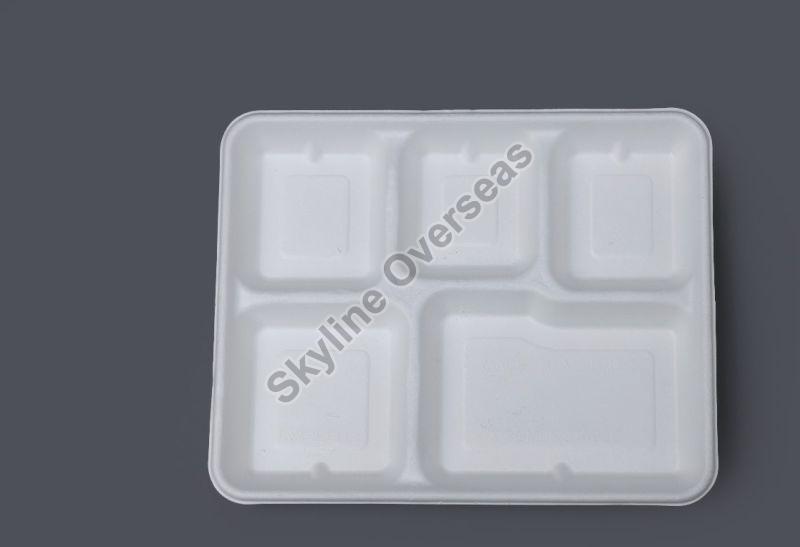 5 Compartment Sugarcane Bagasse Plate