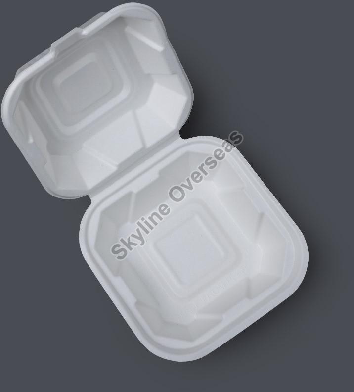 8 x 8 Inch Sugarcane Bagasse Clamshell Box