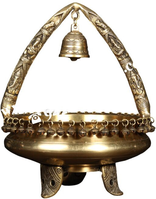 Polished Ganesha Temple Brass Urli for Home