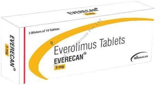 Everecan 5mg Tablets, for Used in Breast Cancer, Pancreatic Cancer, Lung Cancer Kidney Cancer, Packaging Type : Blister