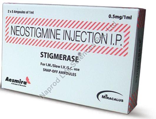 Aesmira Stigmerase 0.5mg Injection, Packaging Size : 2x5 Ampoules of 1ml