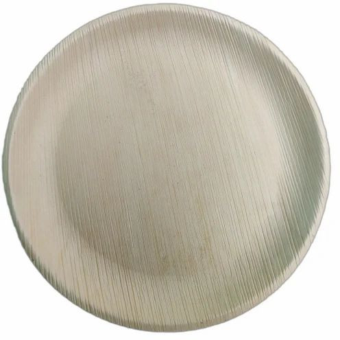 Plain Polished Areca Leaf Shallow Plate for Serving Food