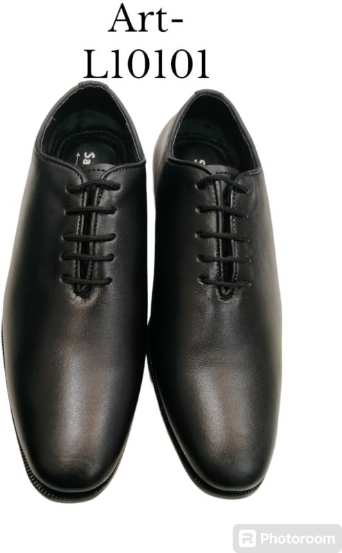 Genuine Leather L10101 Black Formal Shoes, Outsole Material : Rubber