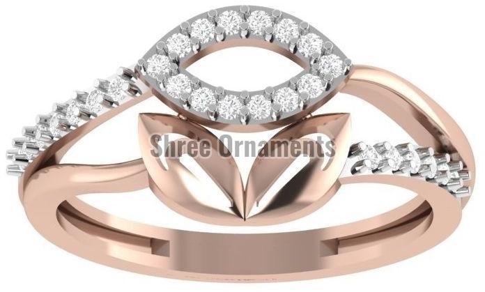 JRD-LR-08 Ladies Gold Ring, Main Stone : American Diamond