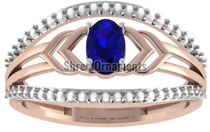 JRD-LR-09 Ladies Gold Ring, Main Stone : American Diamond