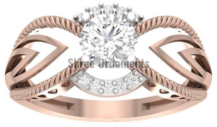 JRD-LR-18 Ladies Gold Ring, Main Stone : American Diamond