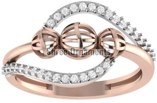 JRD-LR-42 Ladies Gold Ring, Main Stone : American Diamond