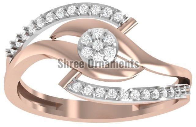 JRD-LR-65 Ladies Gold Ring, Main Stone : American Diamond