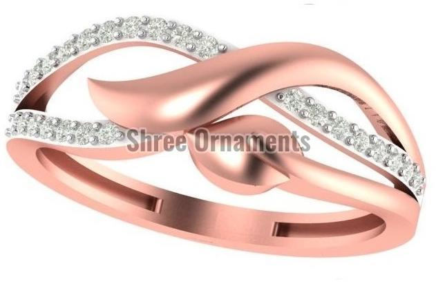 M-PLR-3935 Ladies Rose Gold Ring, Main Stone : American Diamond