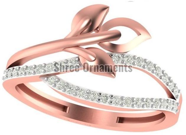 M-PLR-3938 Ladies Rose Gold Ring, Main Stone : American Diamond