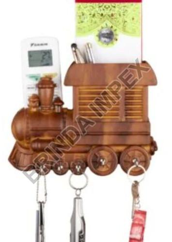 Wood Train Style Key Holder, Color : Brown