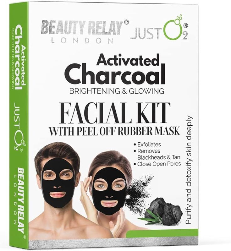 Just O2 Activated Charcoal Facial Kit With Peel Off Rubber Mask