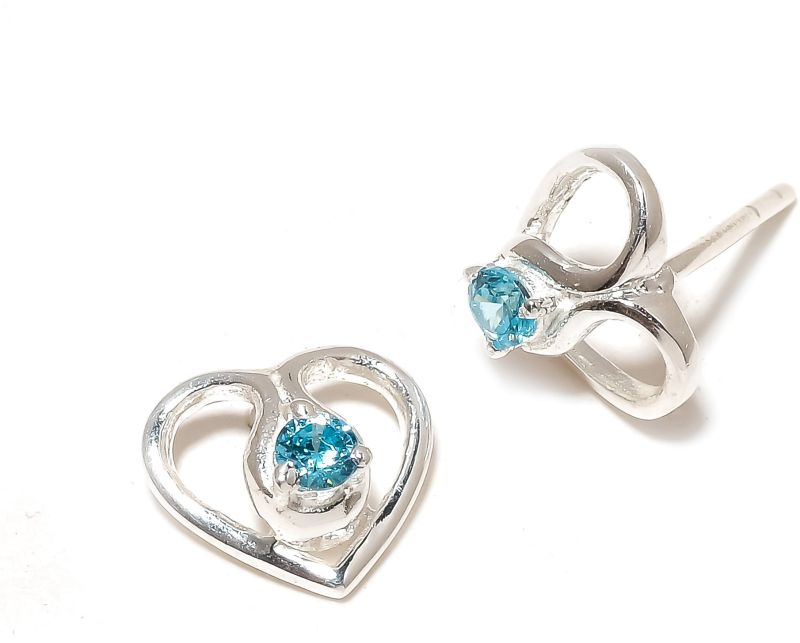 Sterling Silver Aquamarine Gemstone Stud Earrings