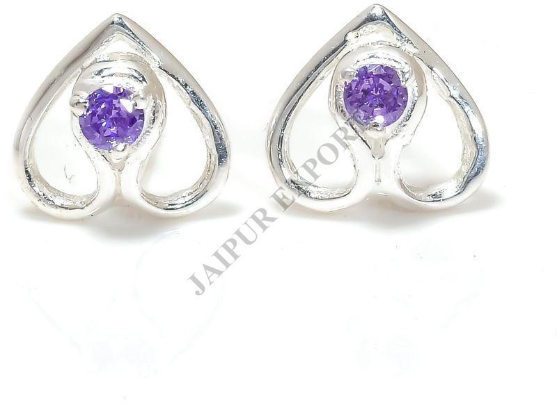 Sterling Silver Amethyst Gemstone Stud Earrings