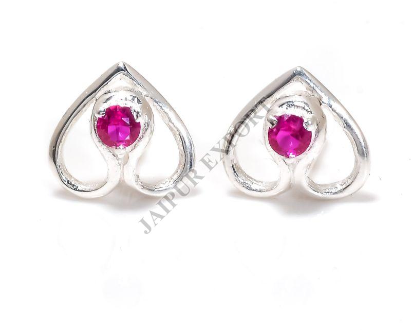 Sterling Silver Ruby Gemstone Stud Earrings