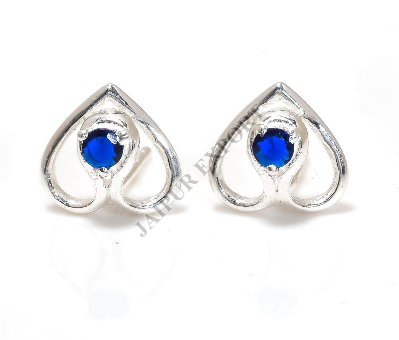 Sterling Silver Sapphire Gemstone Stud Earrings