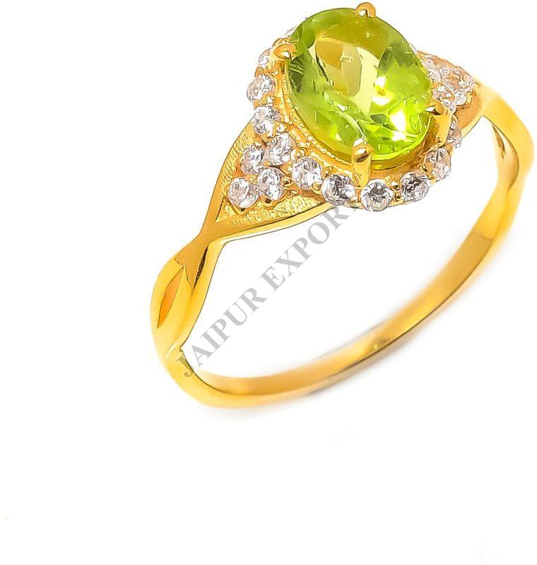 Oval Cut Sterling Silver Peridot Gemstone Ring