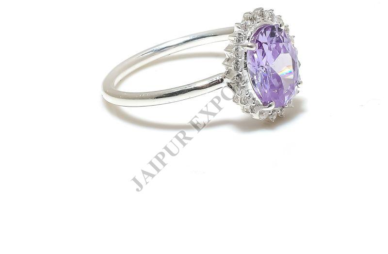 Sterling Silver Oval Shape Purple Amethyst Gemstone Ring