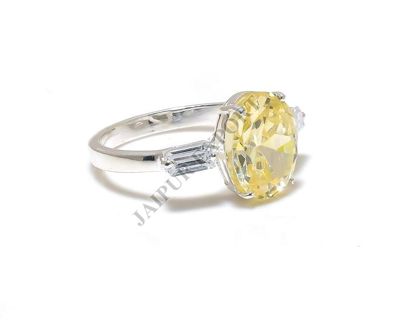 Sterling Silver Oval Lemon Topaz Gemstone Ring