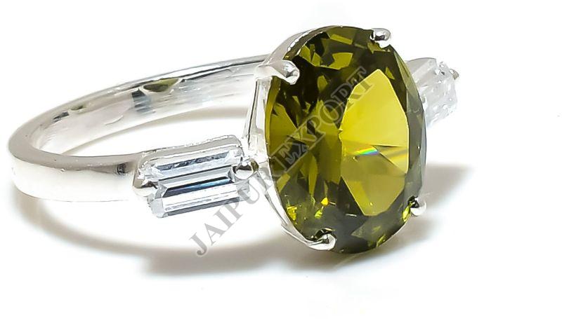 Sterling Silver Oval Cut Peridot Gemstone Ring