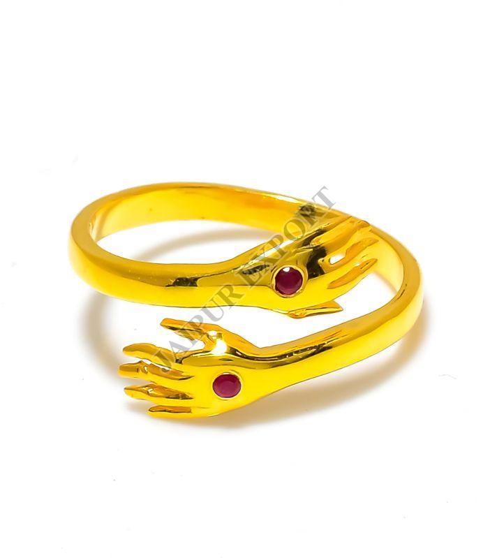 Ruby Gemstone Hugging Hand Ring