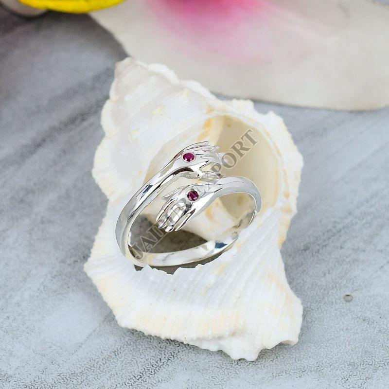 Ruby Gemstone Hugging Hand Ring