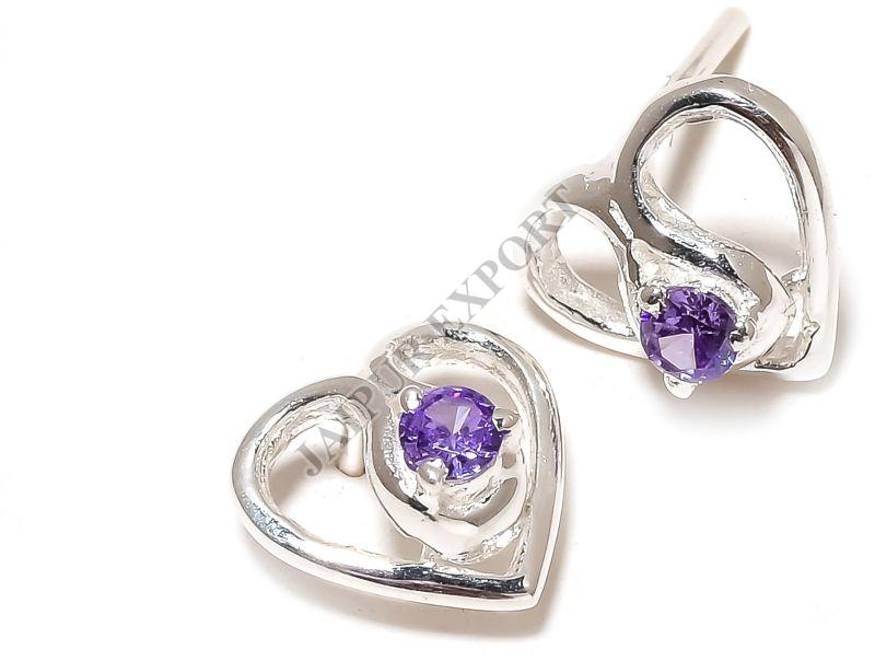 Sterling Silver Amethyst Gemstone Stud Earrings