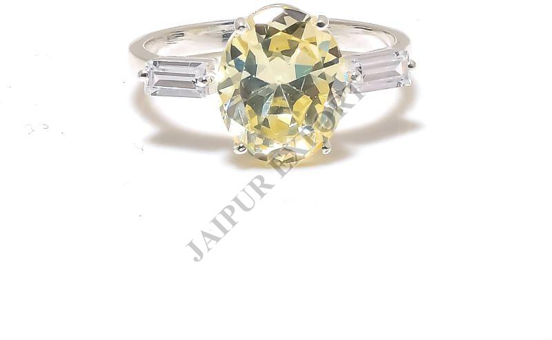 Sterling Silver Oval Lemon Topaz Gemstone Ring