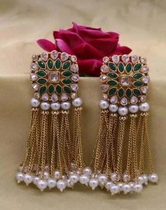 Polished Jhumka Earrings, Shape : Round