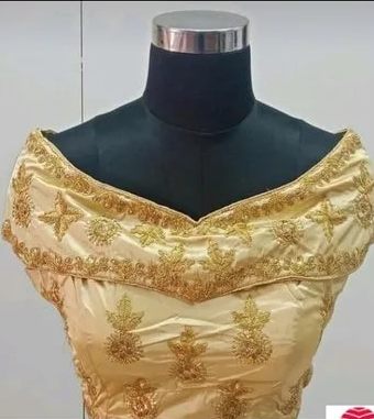 Embroidered Silk Ladies Blouses, Color : Golden