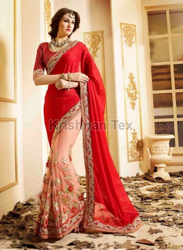 Printed Ladies Pure Georgette Sarees, Color : Red