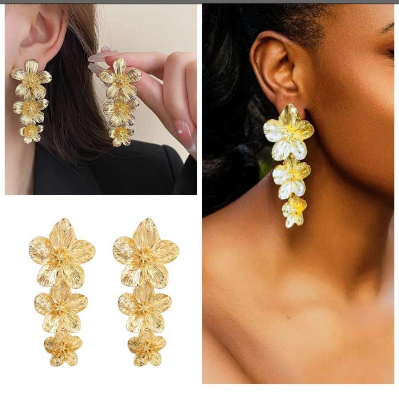 Brass Gold Designer Artificial Earrings, Packaging Type : Plastic Packet