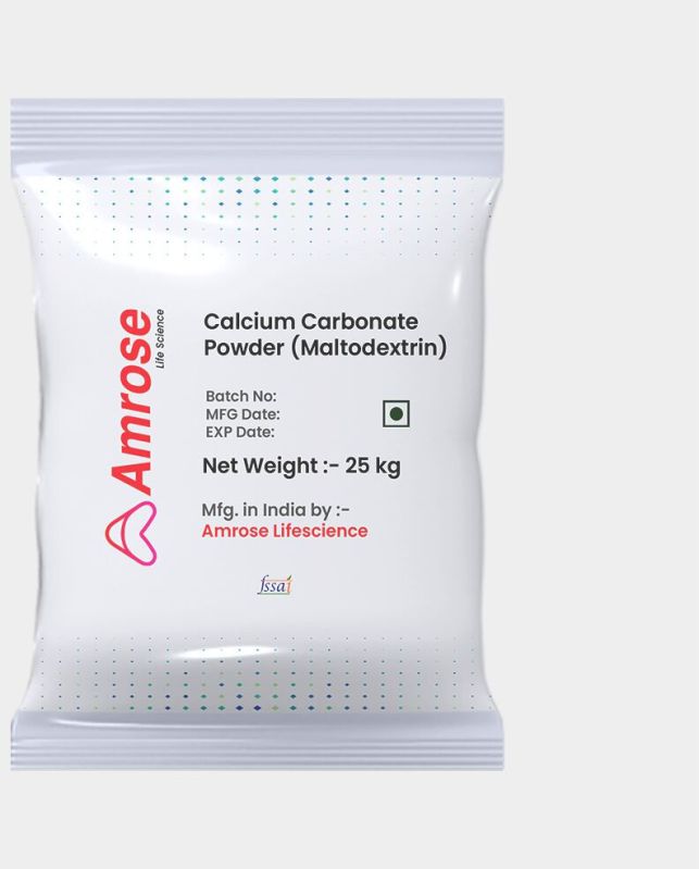 Calcium Carbonate Powder (maltodextrin), Packaging Size : 25 Kg