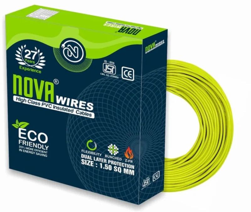 1.5 Sq Mm Nova Wires Yellow High Class PVC Insulated Cables