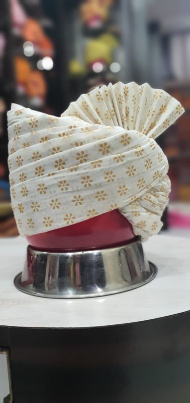 PC Cotton Designer Cream Printed Turban, Gender : Male