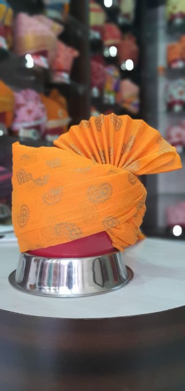 Printed PC Cotton Designer Orange Turban, Gender : Male