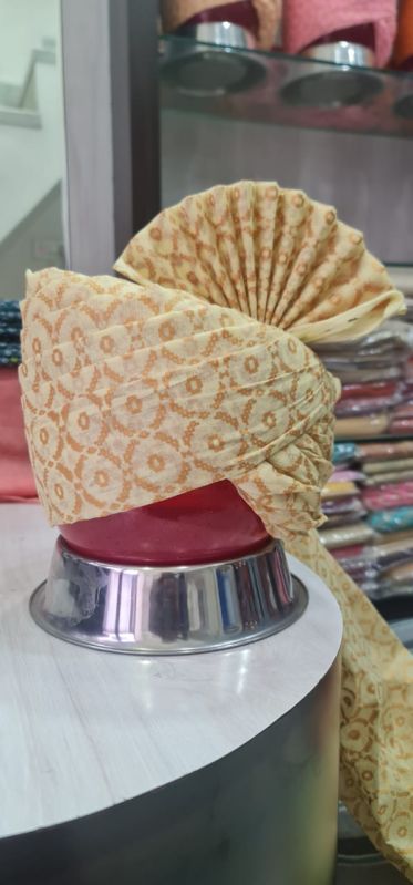 PC Cotton Designer Printed Cream Turban, Gender : Male
