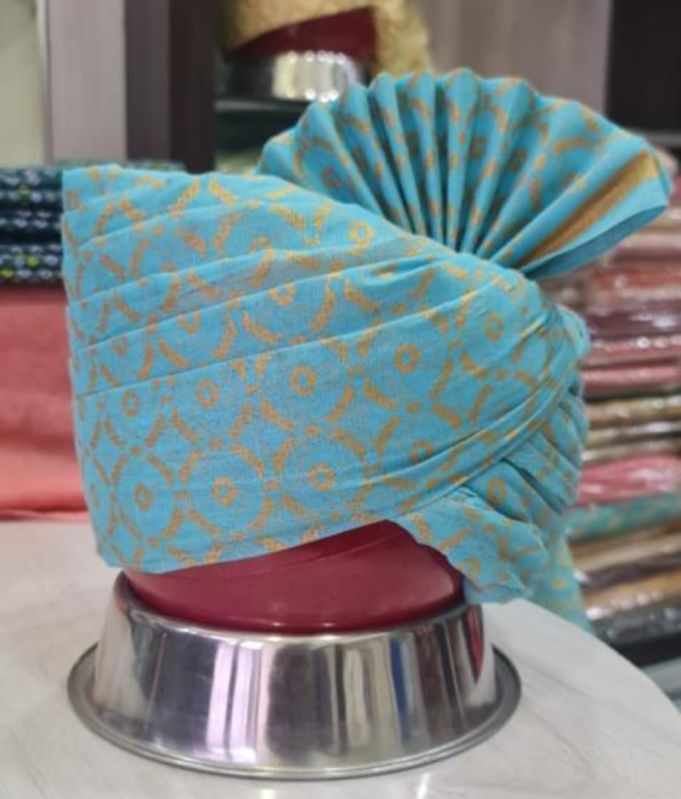 PC Cotton Printed Fancy Skyblue Turban, Gender : Male