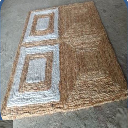 Rectangular Jute Handloom Rug for Living Room, Bedroom