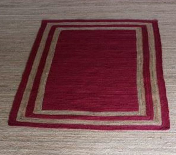 Red and Brown Rectangular Braided Jute Rug