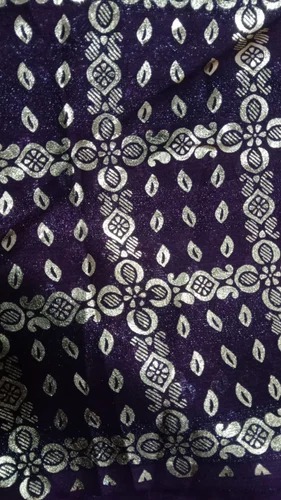 Bandhani Check Foil Printed Pure Silk Fabric