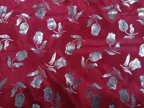 Gulab Foil Printed Pure Silk Fabric for Apparel Clothing