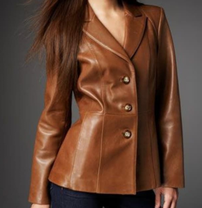 Ladies Short Leather Long Coat