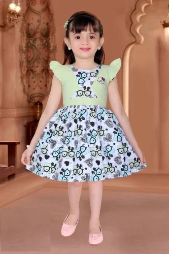 Cotton Printed Girls Frock, Technics : Machine Made