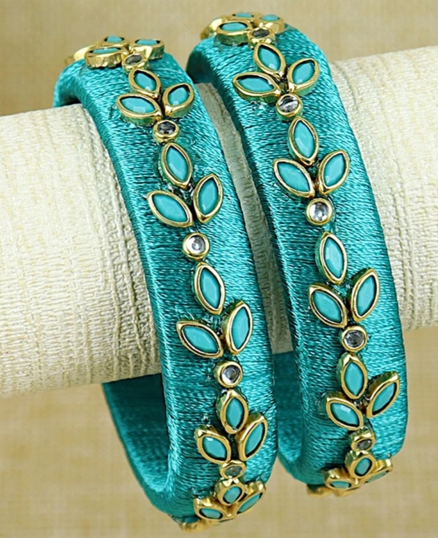 Plastic/Glass/metal handmade silk thread bangles, Color : Customised all the colours