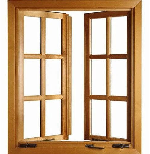 Polished Modern Wooden Window, Open Style : Hinged