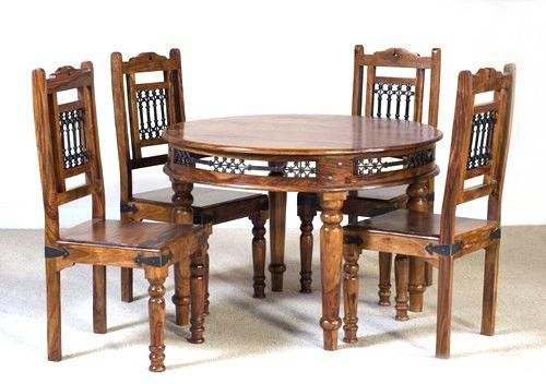 Round Wooden Dining Table Set for Home