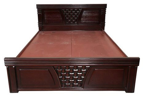 Polished Wooden Double Bed, Color : Brown