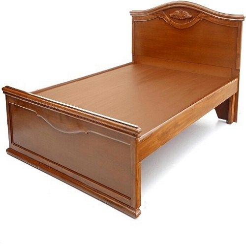 Plain Polished Wooden Single Bed for Bedroom